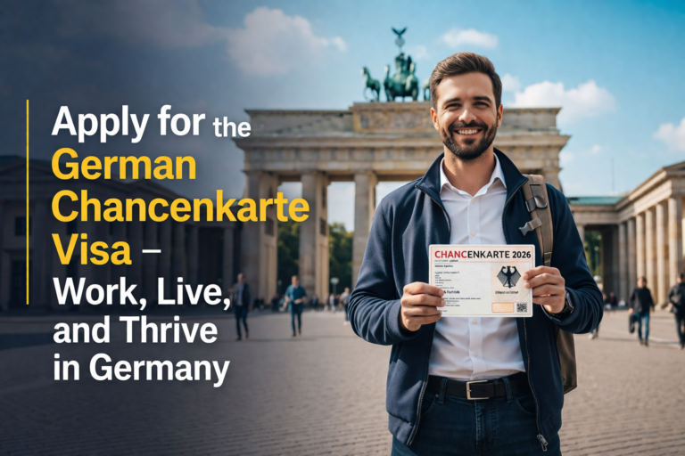 German Chancenkarte Visa holder at Brandenburg Gate