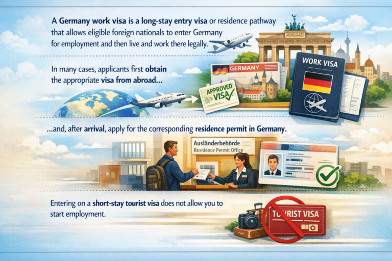 Germany work visa application illustration