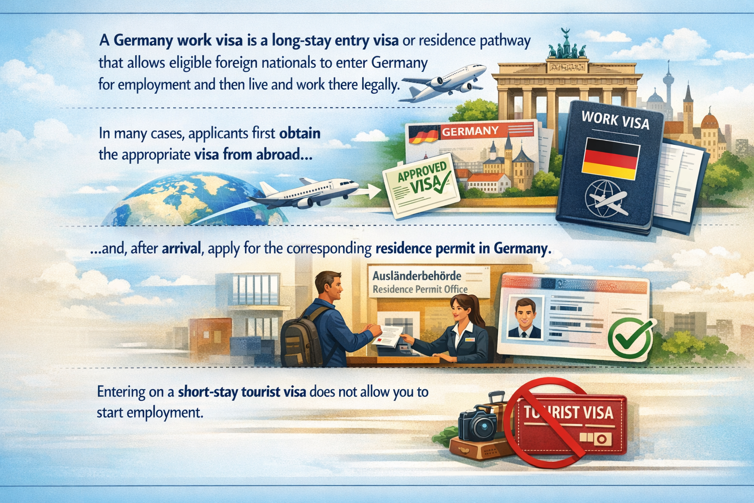 Germany work visa application illustration