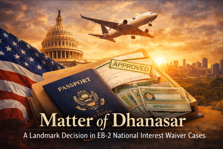 Matter of Dhanasar EB-2 NIW approval graphic and passport