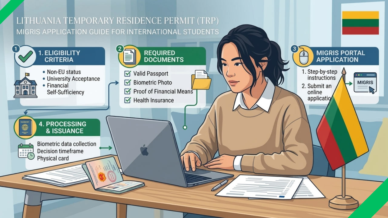 International student applying for Lithuania Temporary Residence Permit (TRP) using the MIGRIS online system